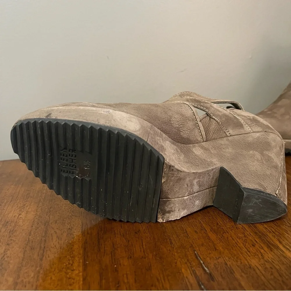 Eileen Fisher Brown Suede Ankle Wedge Heel 6.5